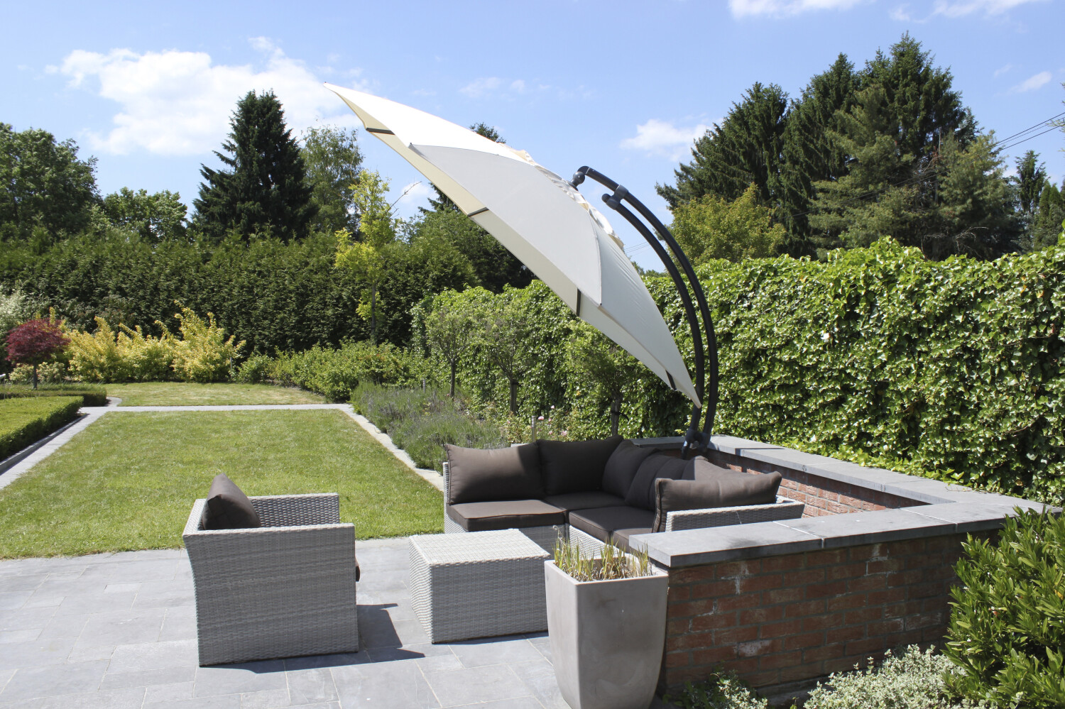 Easy Sun parasol XL375 Olefin met voet beige - Easy Sun online shop - 0 - 1 - 2