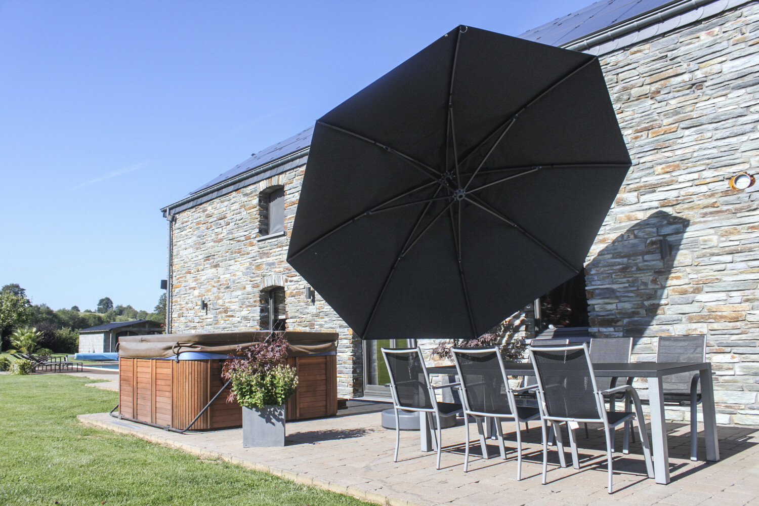 Easy Sun parasol XL375 Olefin antraciet - easy sun online shop - 0 - 1 - 2