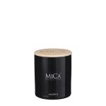 Bougie odorante MICA en verre noir Ø 7,5 cm - Wood Fire