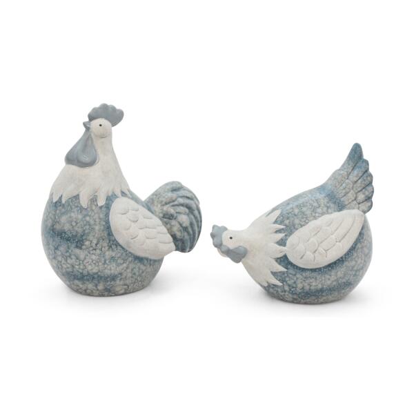 Poules en céramique gris bleu - Webshop - Matelma