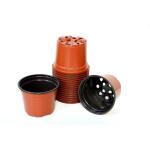 Pots ronds marrons 9 cm  (18 pièces)