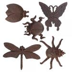 Décoration murale d'insectes en fonte (5 pièces)