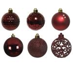 Mélange de boules de Noël Ø 6 cm - rouge sang (37 pièces)