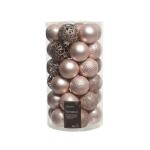 Mélange de boules de Noël en vieux rose - Ø 6 cm (37 pièces)
