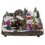 Village de Noël avec train et éclairage led - 31x19,5X18,5 cm