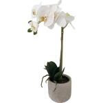Orchidée synthétique 1 branche - blanc/jaune