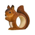 Rond de serviette en forme d'écureuil en bois de tilleul - fait main
