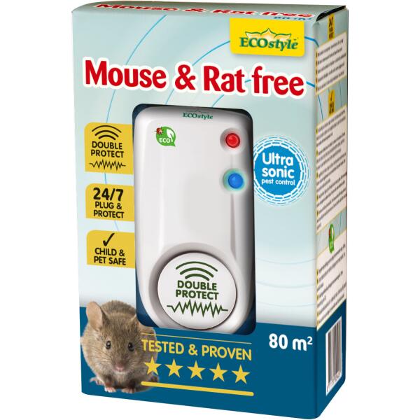 Répulsif à ultrasons Double Protect - souris et rats 80 m² - Webshop -  Matelma