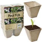 Petits pots carrés biodégradables (36 pièces)