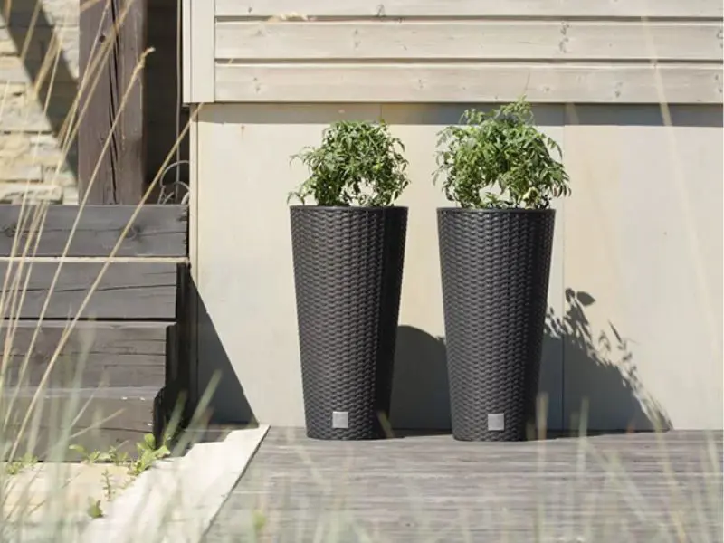 Vaso Per Piante Rato Tubus 57,5 Cm - Finto Rattan In Plastica PP, Antracite, Con Inserti Interni Estraibili, Per Interni Ed Esterni, Capacità 27 Litri - 3